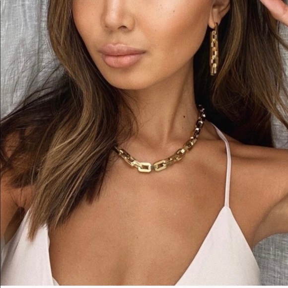 Eddie Borgo Supra Link Necklace Gold Color New - Picture 5 of 9